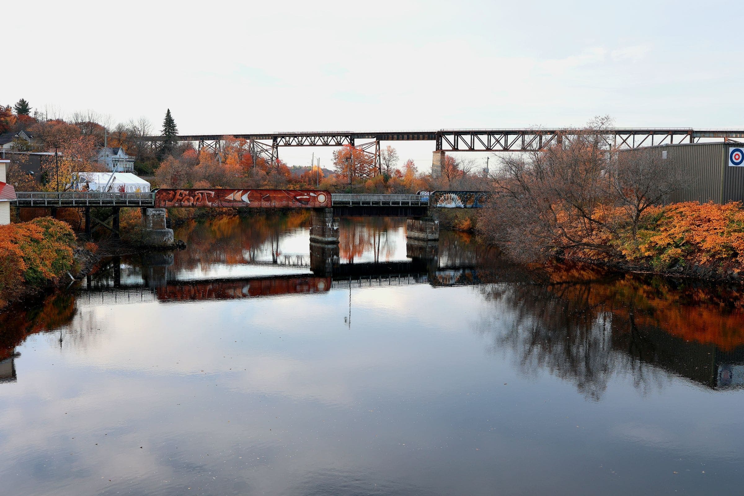 A calm river and bridge near Riverview, NB where we do junk removal